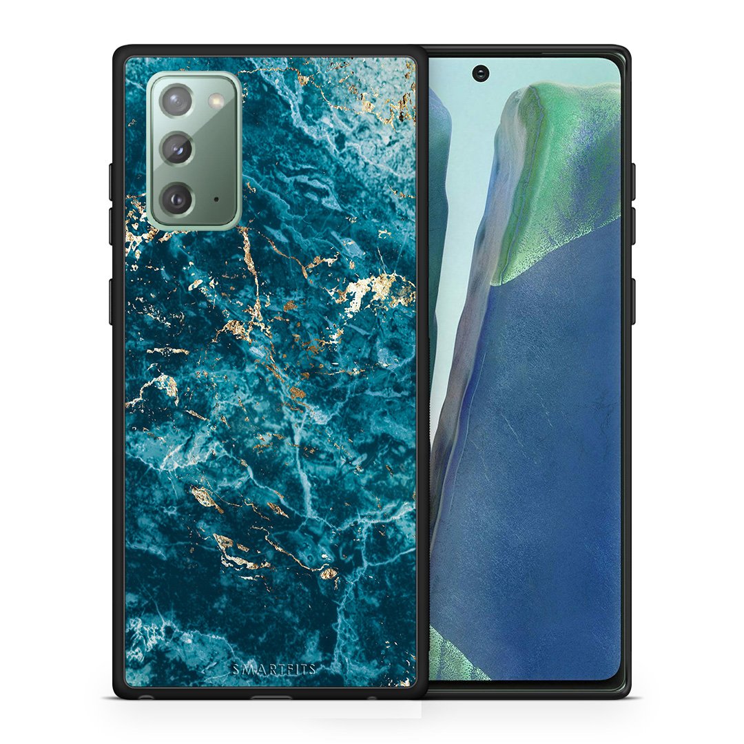 Θήκη Samsung Note 20 Marble Blue από τη Smartfits με σχέδιο στο πίσω μέρος και μαύρο περίβλημα | Samsung Note 20 Marble Blue case with colorful back and black bezels