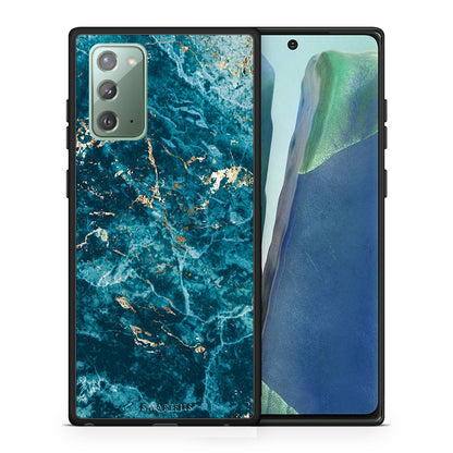 Θήκη Samsung Note 20 Marble Blue από τη Smartfits με σχέδιο στο πίσω μέρος και μαύρο περίβλημα | Samsung Note 20 Marble Blue case with colorful back and black bezels