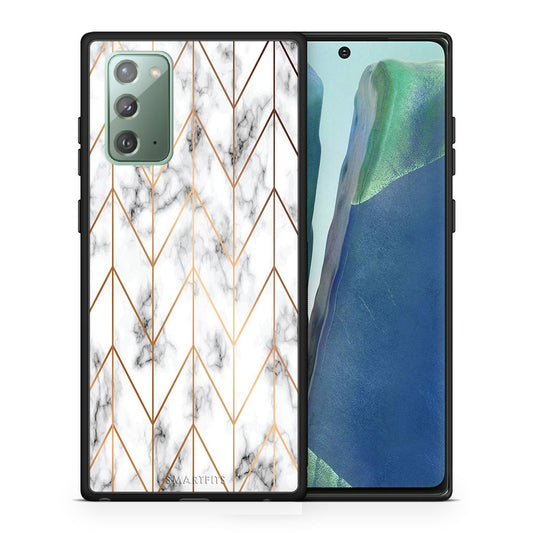 Θήκη Samsung Note 20 Gold Geometric Marble από τη Smartfits με σχέδιο στο πίσω μέρος και μαύρο περίβλημα | Samsung Note 20 Gold Geometric Marble case with colorful back and black bezels