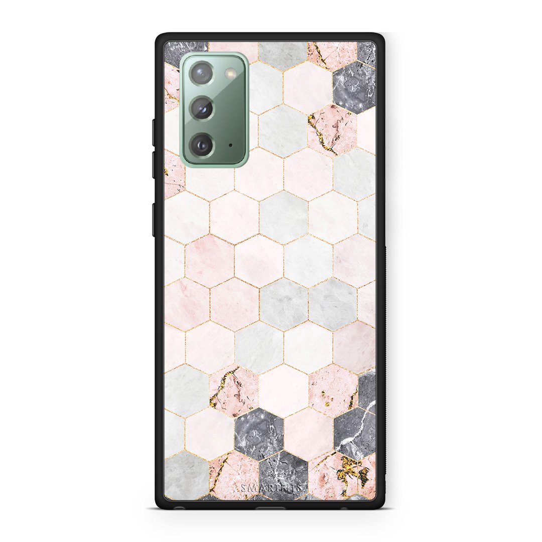 4 - Samsung Note 20 Hexagon Pink Marble case, cover, bumper