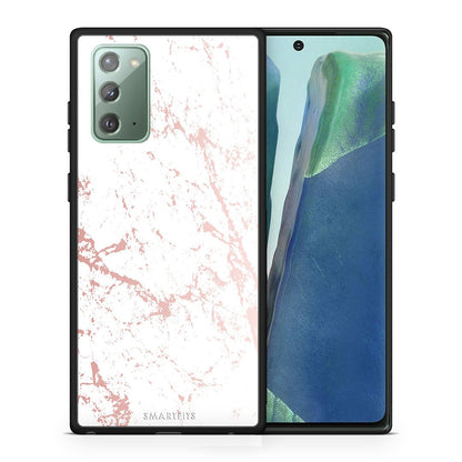 Θήκη Samsung Note 20 Pink Splash Marble από τη Smartfits με σχέδιο στο πίσω μέρος και μαύρο περίβλημα | Samsung Note 20 Pink Splash Marble case with colorful back and black bezels