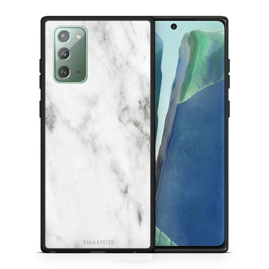 Θήκη Samsung Note 20 White Marble από τη Smartfits με σχέδιο στο πίσω μέρος και μαύρο περίβλημα | Samsung Note 20 White Marble case with colorful back and black bezels