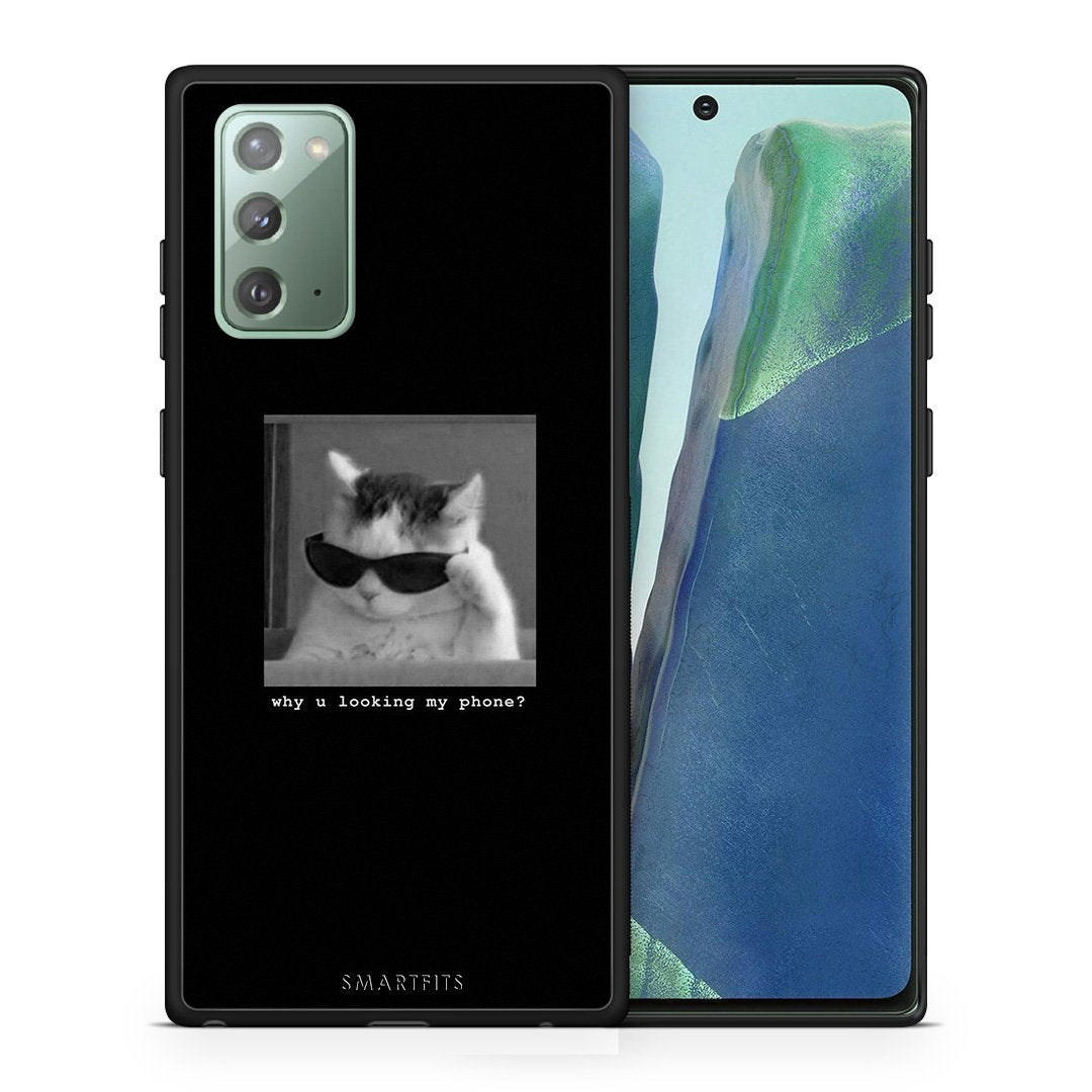 Θήκη Samsung Note 20 Meme Cat από τη Smartfits με σχέδιο στο πίσω μέρος και μαύρο περίβλημα | Samsung Note 20 Meme Cat case with colorful back and black bezels