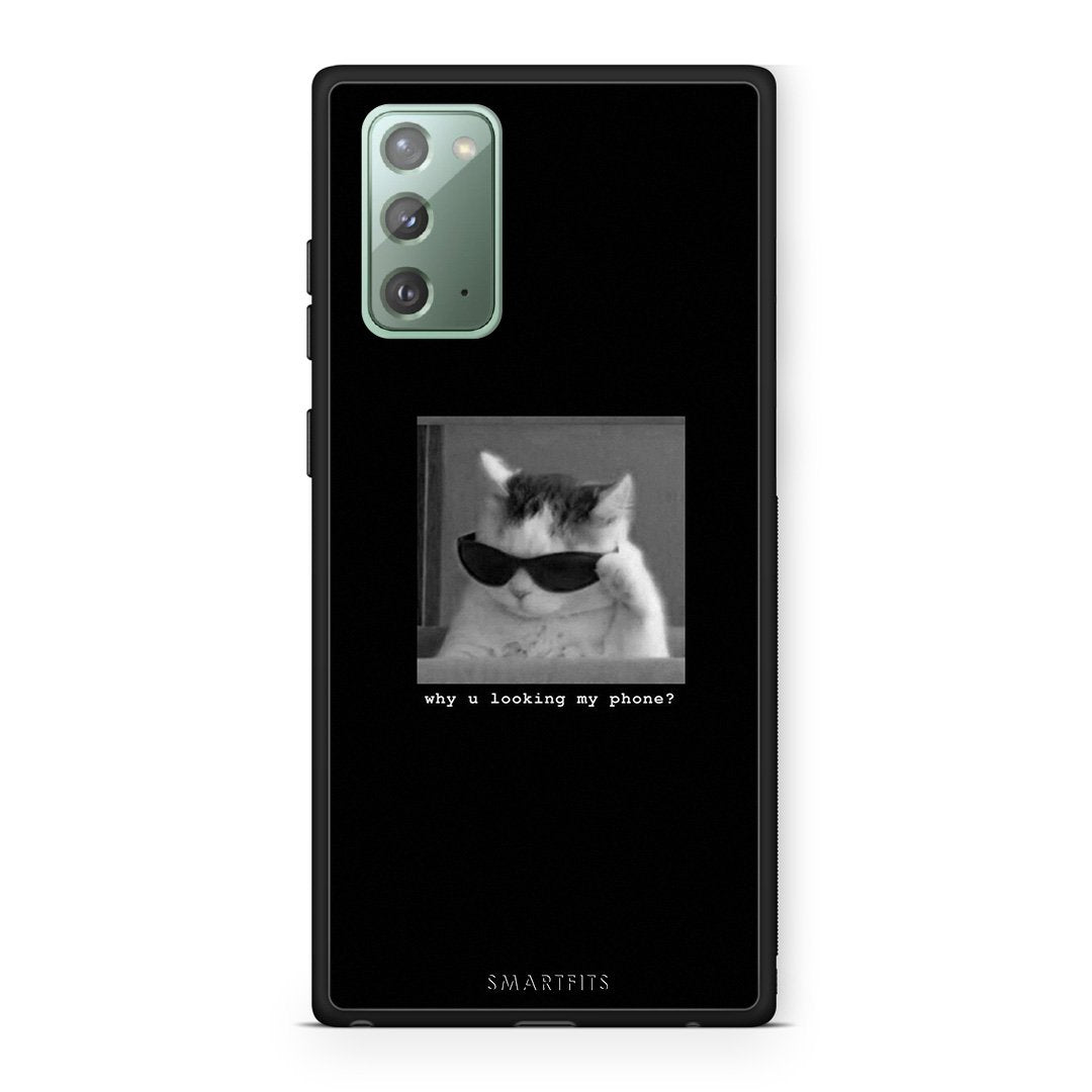 Samsung Note 20 Meme Cat θήκη από τη Smartfits με σχέδιο στο πίσω μέρος και μαύρο περίβλημα | Smartphone case with colorful back and black bezels by Smartfits
