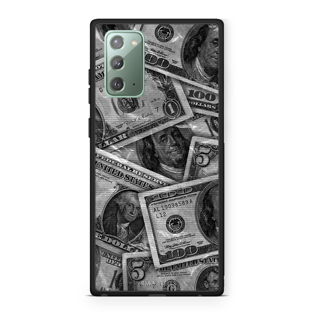 Samsung Note 20 Money Dollars θήκη από τη Smartfits με σχέδιο στο πίσω μέρος και μαύρο περίβλημα | Smartphone case with colorful back and black bezels by Smartfits