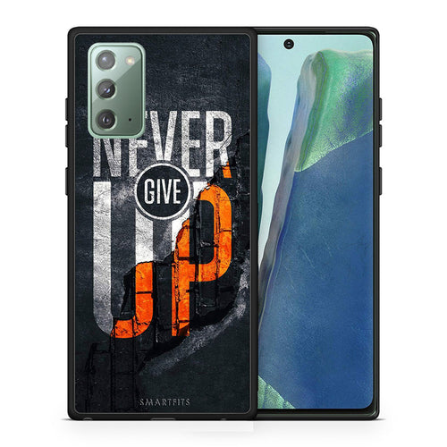 Θήκη Αγίου Βαλεντίνου Samsung Note 20 Never Give Up από τη Smartfits με σχέδιο στο πίσω μέρος και μαύρο περίβλημα | Samsung Note 20 Never Give Up case with colorful back and black bezels
