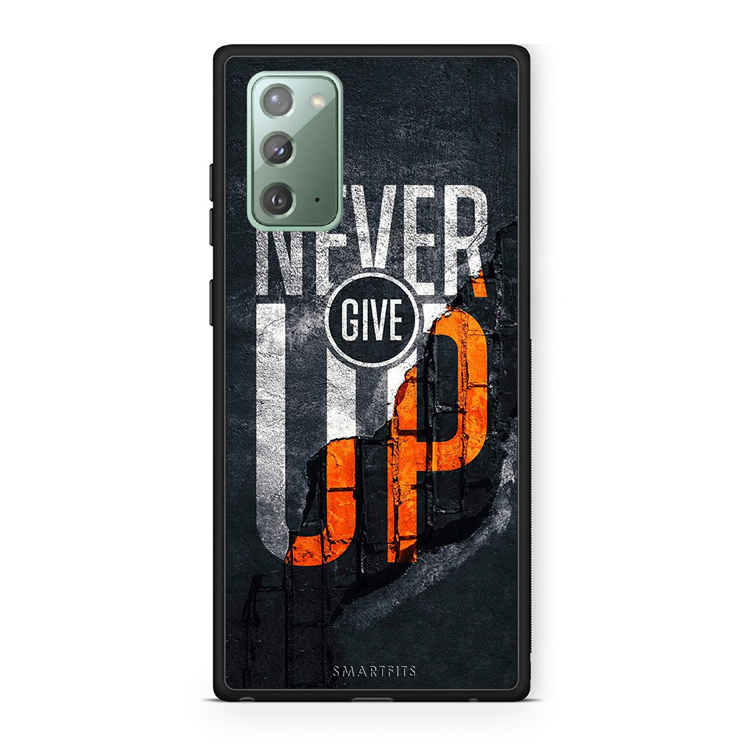 Samsung Note 20 Never Give Up Θήκη Αγίου Βαλεντίνου από τη Smartfits με σχέδιο στο πίσω μέρος και μαύρο περίβλημα | Smartphone case with colorful back and black bezels by Smartfits