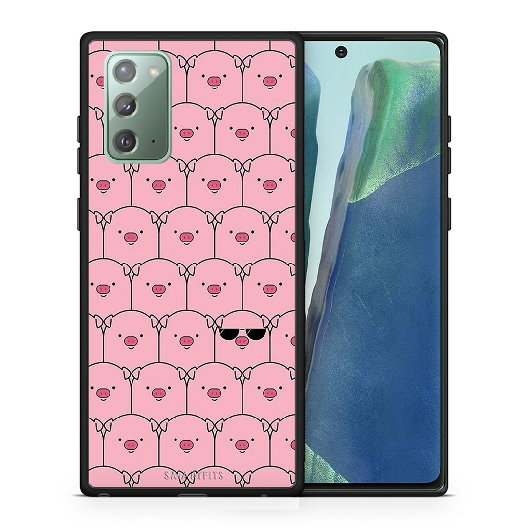Θήκη Samsung Note 20 Pig Glasses από τη Smartfits με σχέδιο στο πίσω μέρος και μαύρο περίβλημα | Samsung Note 20 Pig Glasses case with colorful back and black bezels