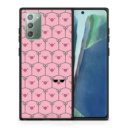 Θήκη Samsung Note 20 Pig Glasses από τη Smartfits με σχέδιο στο πίσω μέρος και μαύρο περίβλημα | Samsung Note 20 Pig Glasses case with colorful back and black bezels
