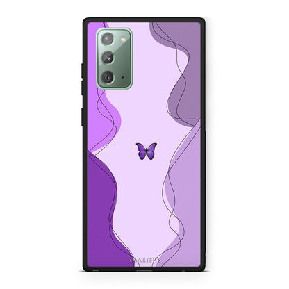 Samsung Note 20 Purple Mariposa Θήκη Αγίου Βαλεντίνου από τη Smartfits με σχέδιο στο πίσω μέρος και μαύρο περίβλημα | Smartphone case with colorful back and black bezels by Smartfits