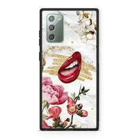 Thumbnail for Samsung Note 20 Red Lips θήκη από τη Smartfits με σχέδιο στο πίσω μέρος και μαύρο περίβλημα | Smartphone case with colorful back and black bezels by Smartfits