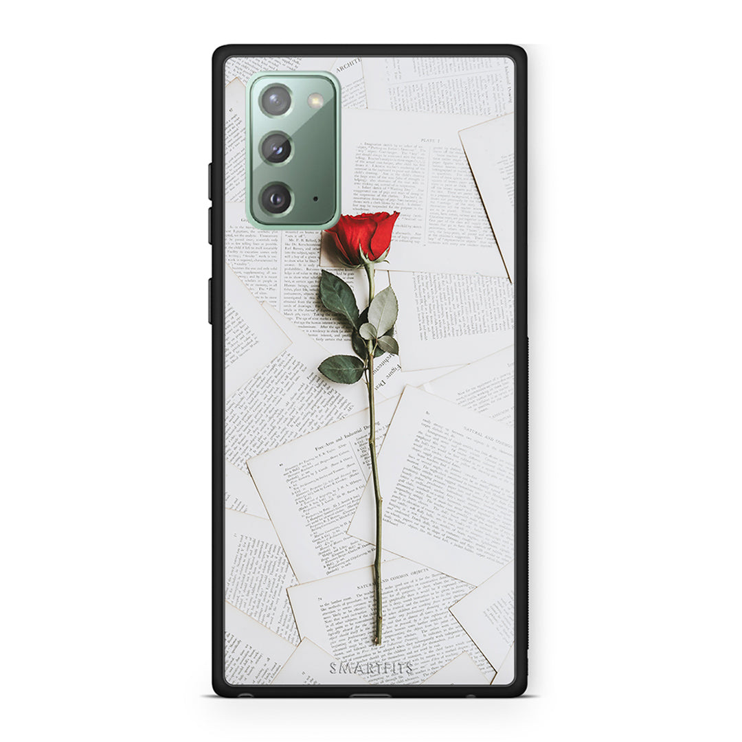 Samsung Note 20 Red Rose θήκη από τη Smartfits με σχέδιο στο πίσω μέρος και μαύρο περίβλημα | Smartphone case with colorful back and black bezels by Smartfits