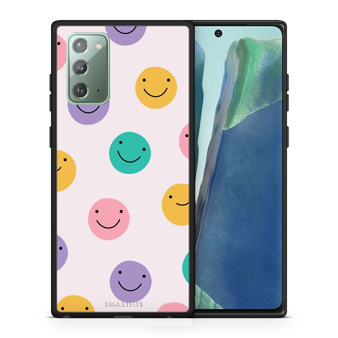 Θήκη Samsung Note 20 Smiley Faces από τη Smartfits με σχέδιο στο πίσω μέρος και μαύρο περίβλημα | Samsung Note 20 Smiley Faces case with colorful back and black bezels