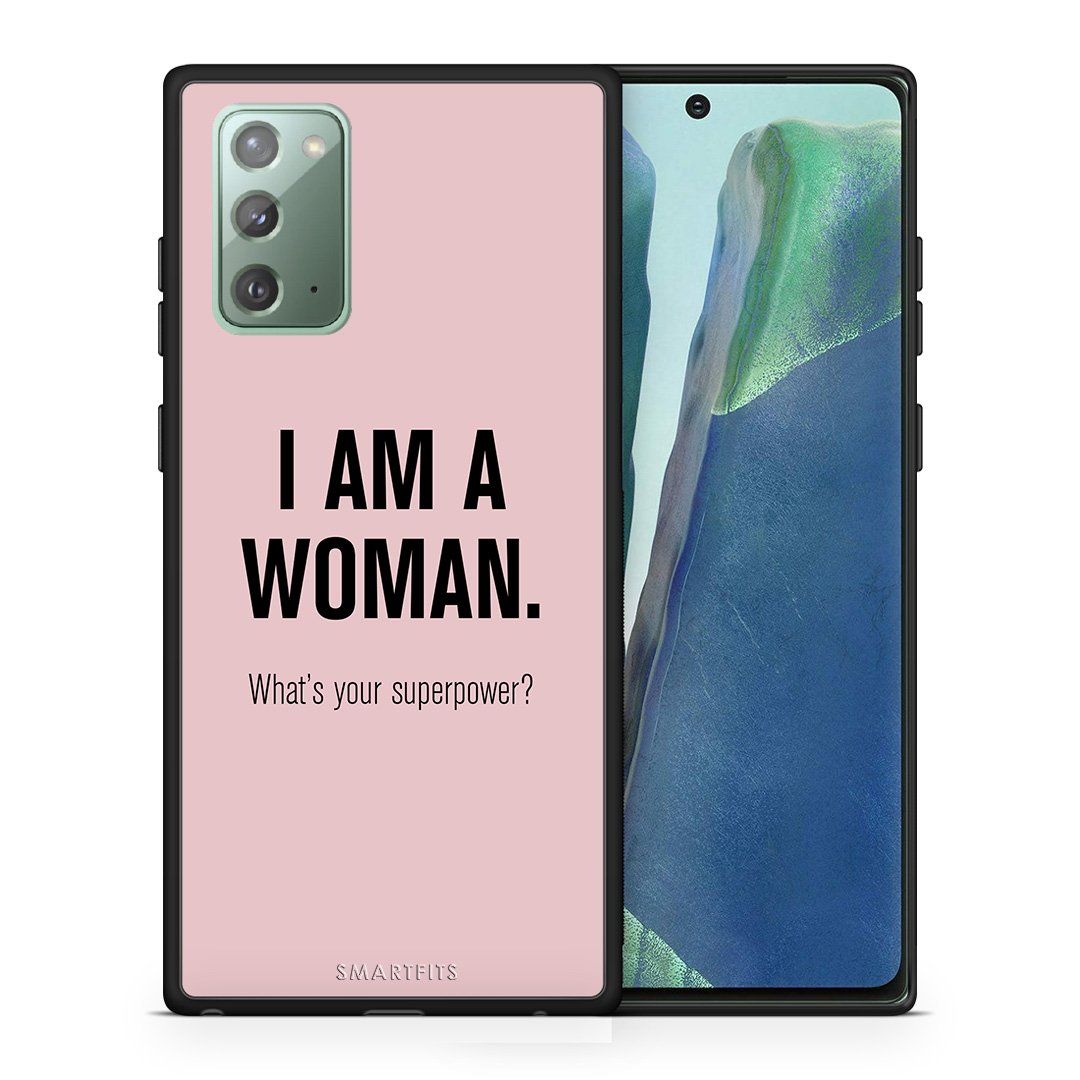 Θήκη Samsung Note 20 Superpower Woman από τη Smartfits με σχέδιο στο πίσω μέρος και μαύρο περίβλημα | Samsung Note 20 Superpower Woman case with colorful back and black bezels