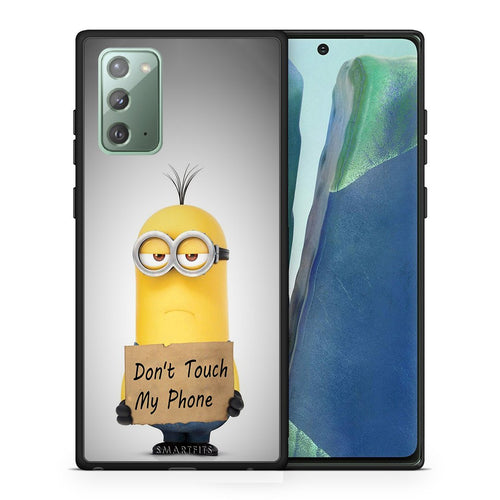 Θήκη Samsung Note 20 Minion Text από τη Smartfits με σχέδιο στο πίσω μέρος και μαύρο περίβλημα | Samsung Note 20 Minion Text case with colorful back and black bezels