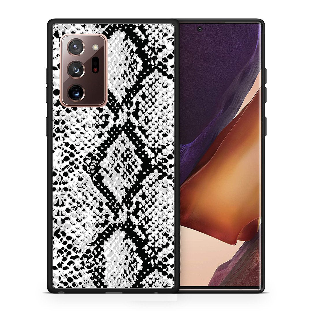 Θήκη Samsung Note 20 Ultra White Snake Animal από τη Smartfits με σχέδιο στο πίσω μέρος και μαύρο περίβλημα | Samsung Note 20 Ultra White Snake Animal case with colorful back and black bezels