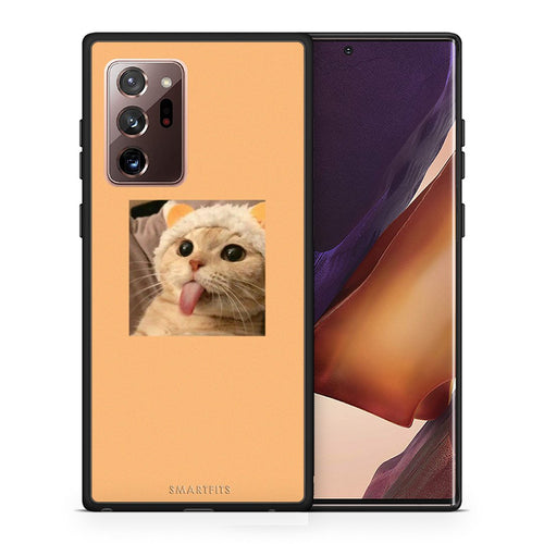 Θήκη Samsung Note 20 Ultra Cat Tongue από τη Smartfits με σχέδιο στο πίσω μέρος και μαύρο περίβλημα | Samsung Note 20 Ultra Cat Tongue case with colorful back and black bezels