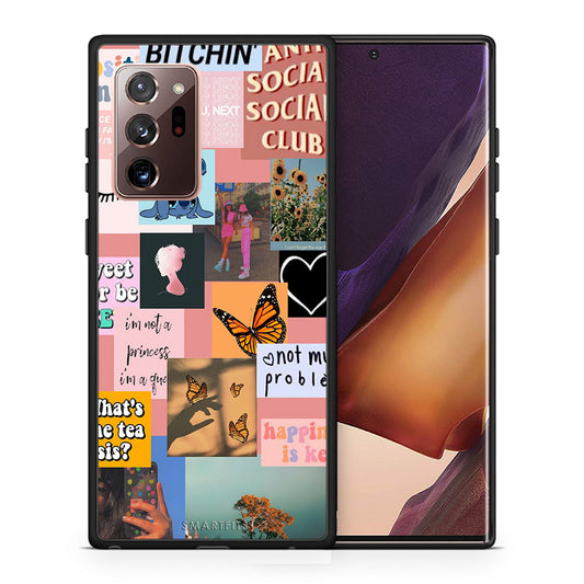 Θήκη Αγίου Βαλεντίνου Samsung Note 20 Ultra Collage Bitchin από τη Smartfits με σχέδιο στο πίσω μέρος και μαύρο περίβλημα | Samsung Note 20 Ultra Collage Bitchin case with colorful back and black bezels