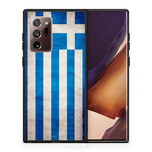 Θήκη Samsung Note 20 Ultra Greek Flag από τη Smartfits με σχέδιο στο πίσω μέρος και μαύρο περίβλημα | Samsung Note 20 Ultra Greek Flag case with colorful back and black bezels