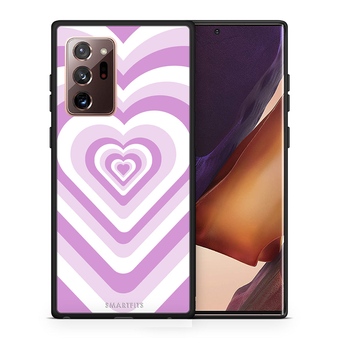 Θήκη Samsung Note 20 Ultra Lilac Hearts από τη Smartfits με σχέδιο στο πίσω μέρος και μαύρο περίβλημα | Samsung Note 20 Ultra Lilac Hearts case with colorful back and black bezels