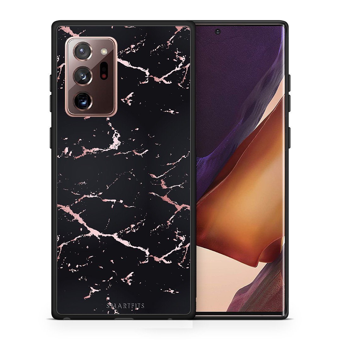 Θήκη Samsung Note 20 Ultra Black Rosegold Marble από τη Smartfits με σχέδιο στο πίσω μέρος και μαύρο περίβλημα | Samsung Note 20 Ultra Black Rosegold Marble case with colorful back and black bezels