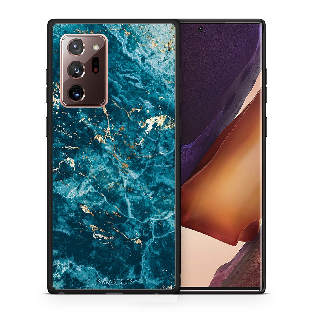 Θήκη Samsung Note 20 Ultra Marble Blue από τη Smartfits με σχέδιο στο πίσω μέρος και μαύρο περίβλημα | Samsung Note 20 Ultra Marble Blue case with colorful back and black bezels