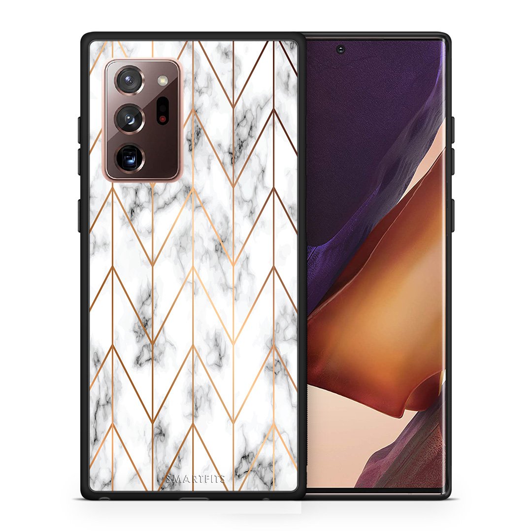Θήκη Samsung Note 20 Ultra Gold Geometric Marble από τη Smartfits με σχέδιο στο πίσω μέρος και μαύρο περίβλημα | Samsung Note 20 Ultra Gold Geometric Marble case with colorful back and black bezels