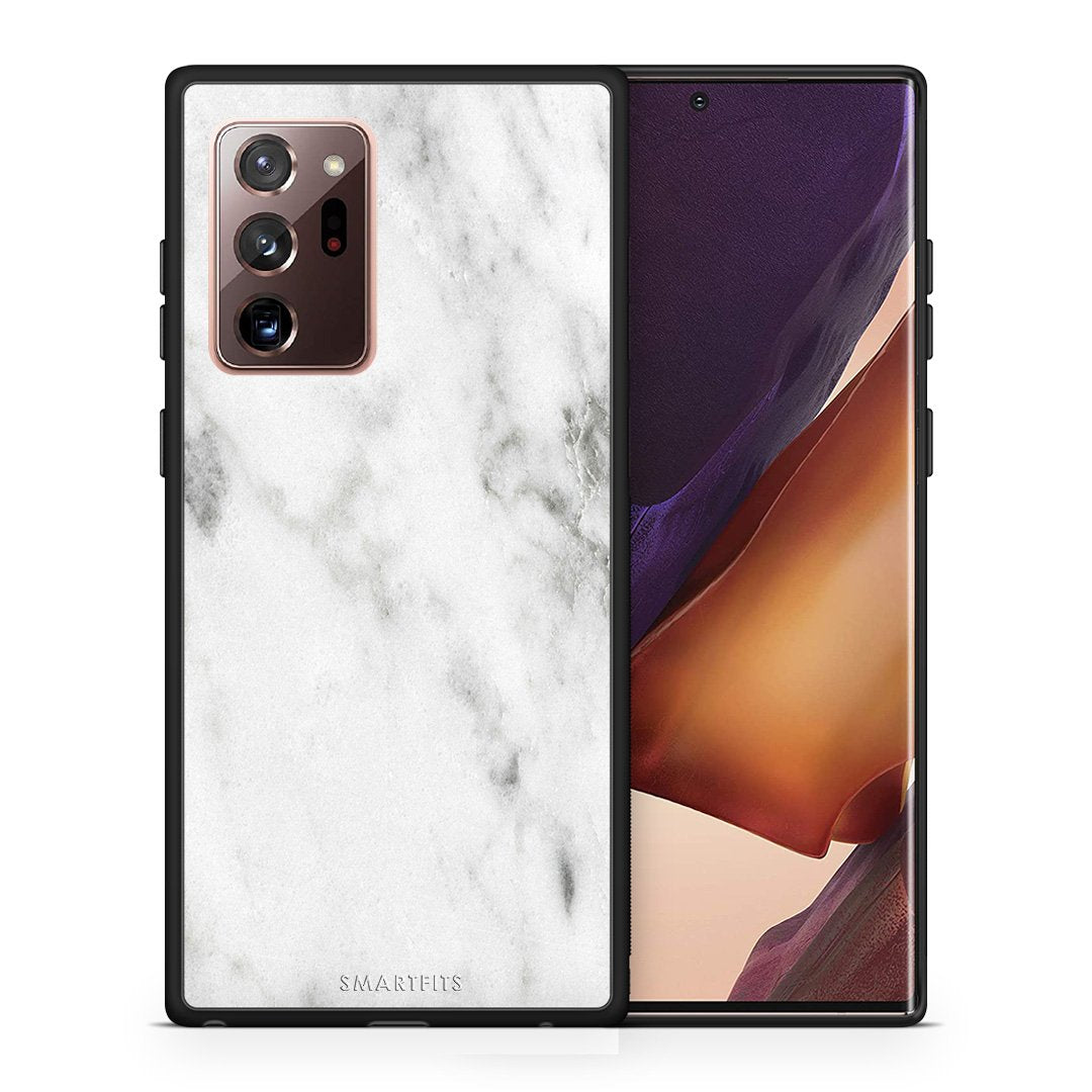 Θήκη Samsung Note 20 Ultra White Marble από τη Smartfits με σχέδιο στο πίσω μέρος και μαύρο περίβλημα | Samsung Note 20 Ultra White Marble case with colorful back and black bezels