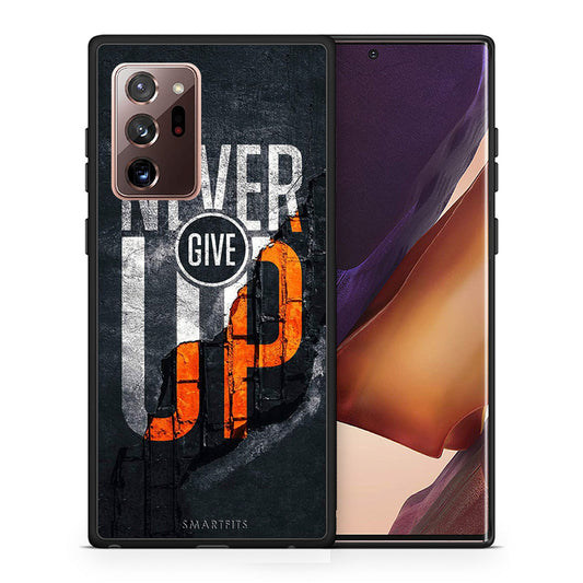 Θήκη Αγίου Βαλεντίνου Samsung Note 20 Ultra Never Give Up από τη Smartfits με σχέδιο στο πίσω μέρος και μαύρο περίβλημα | Samsung Note 20 Ultra Never Give Up case with colorful back and black bezels