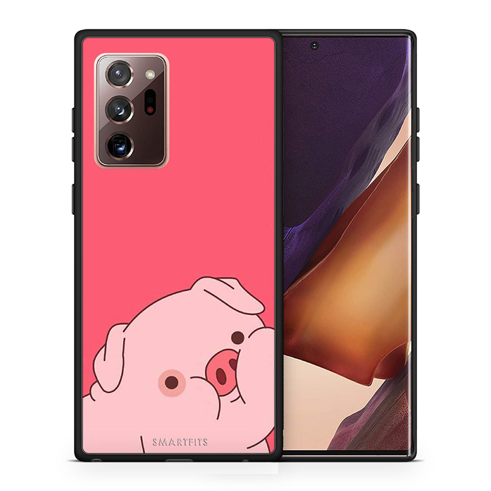 Θήκη Αγίου Βαλεντίνου Samsung Note 20 Ultra Pig Love 1 από τη Smartfits με σχέδιο στο πίσω μέρος και μαύρο περίβλημα | Samsung Note 20 Ultra Pig Love 1 case with colorful back and black bezels