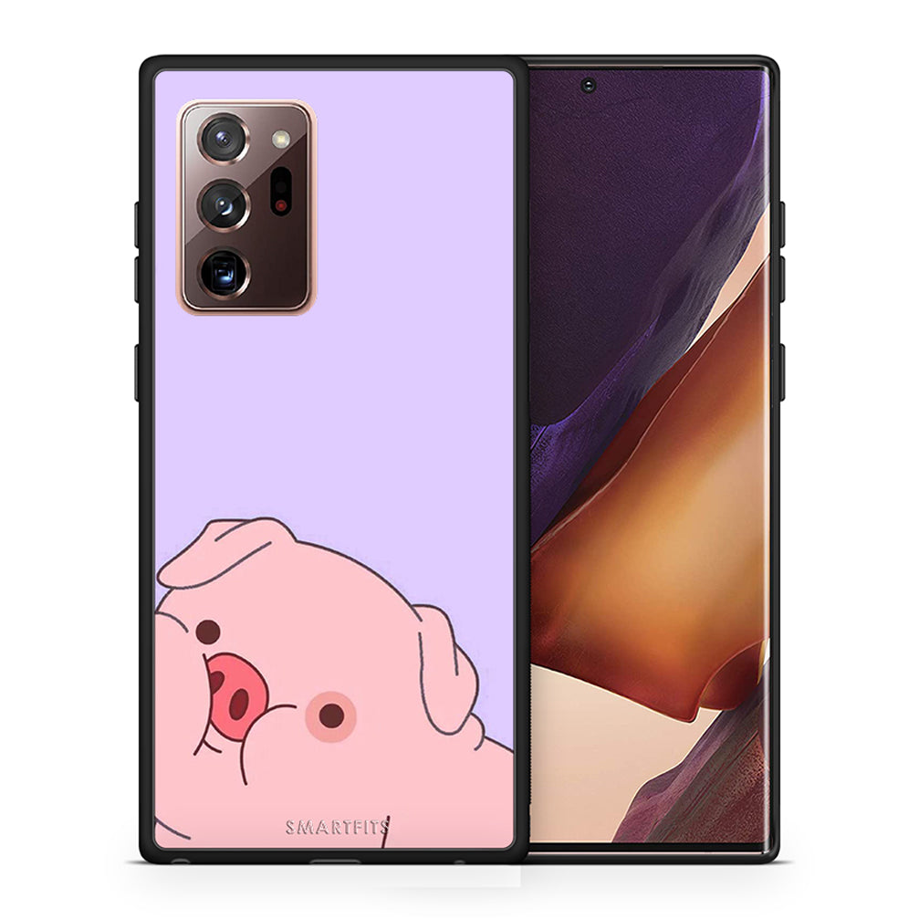 Θήκη Αγίου Βαλεντίνου Samsung Note 20 Ultra Pig Love 2 από τη Smartfits με σχέδιο στο πίσω μέρος και μαύρο περίβλημα | Samsung Note 20 Ultra Pig Love 2 case with colorful back and black bezels