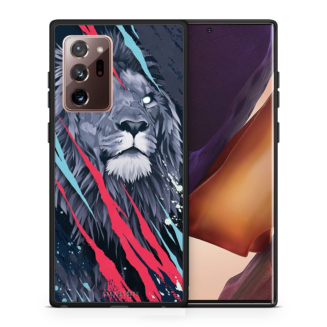 Θήκη Samsung Note 20 Ultra Lion Designer PopArt από τη Smartfits με σχέδιο στο πίσω μέρος και μαύρο περίβλημα | Samsung Note 20 Ultra Lion Designer PopArt case with colorful back and black bezels