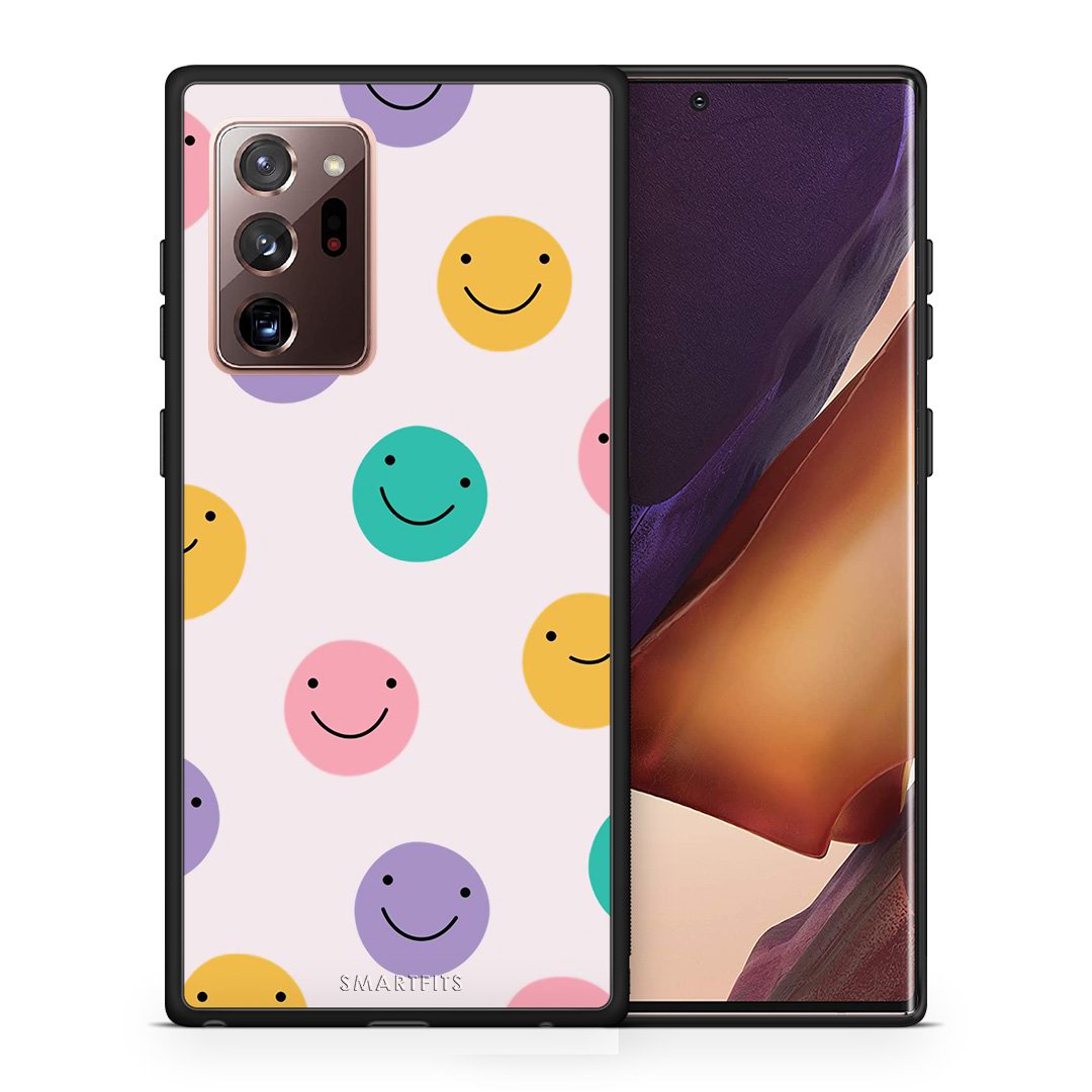 Θήκη Samsung Note 20 Ultra Smiley Faces από τη Smartfits με σχέδιο στο πίσω μέρος και μαύρο περίβλημα | Samsung Note 20 Ultra Smiley Faces case with colorful back and black bezels