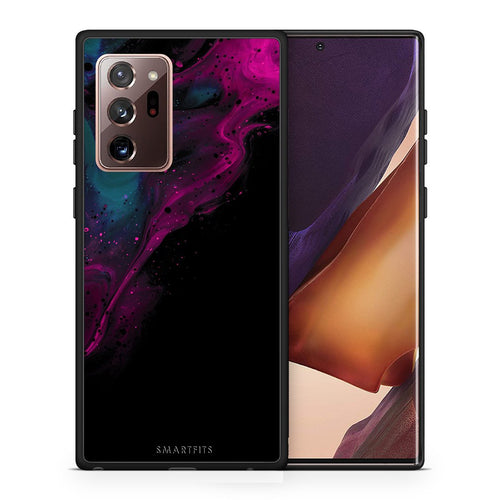 Θήκη Samsung Note 20 Ultra Pink Black Watercolor από τη Smartfits με σχέδιο στο πίσω μέρος και μαύρο περίβλημα | Samsung Note 20 Ultra Pink Black Watercolor case with colorful back and black bezels