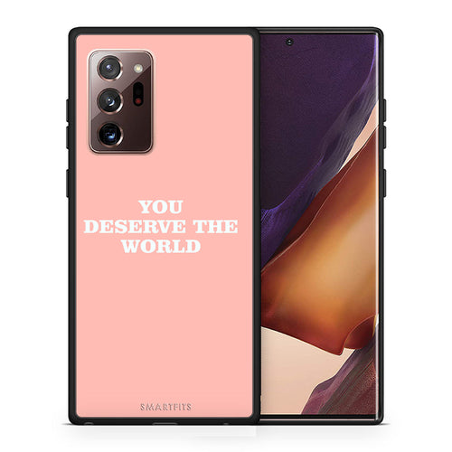 Θήκη Αγίου Βαλεντίνου Samsung Note 20 Ultra You Deserve The World από τη Smartfits με σχέδιο στο πίσω μέρος και μαύρο περίβλημα | Samsung Note 20 Ultra You Deserve The World case with colorful back and black bezels