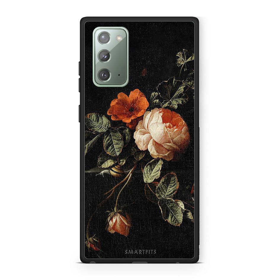 Samsung Note 20 Vintage Roses θήκη από τη Smartfits με σχέδιο στο πίσω μέρος και μαύρο περίβλημα | Smartphone case with colorful back and black bezels by Smartfits