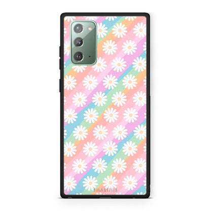 Samsung Note 20 White Daisies θήκη από τη Smartfits με σχέδιο στο πίσω μέρος και μαύρο περίβλημα | Smartphone case with colorful back and black bezels by Smartfits
