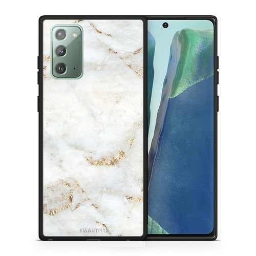 Θήκη Samsung Note 20 White Gold Marble από τη Smartfits με σχέδιο στο πίσω μέρος και μαύρο περίβλημα | Samsung Note 20 White Gold Marble case with colorful back and black bezels