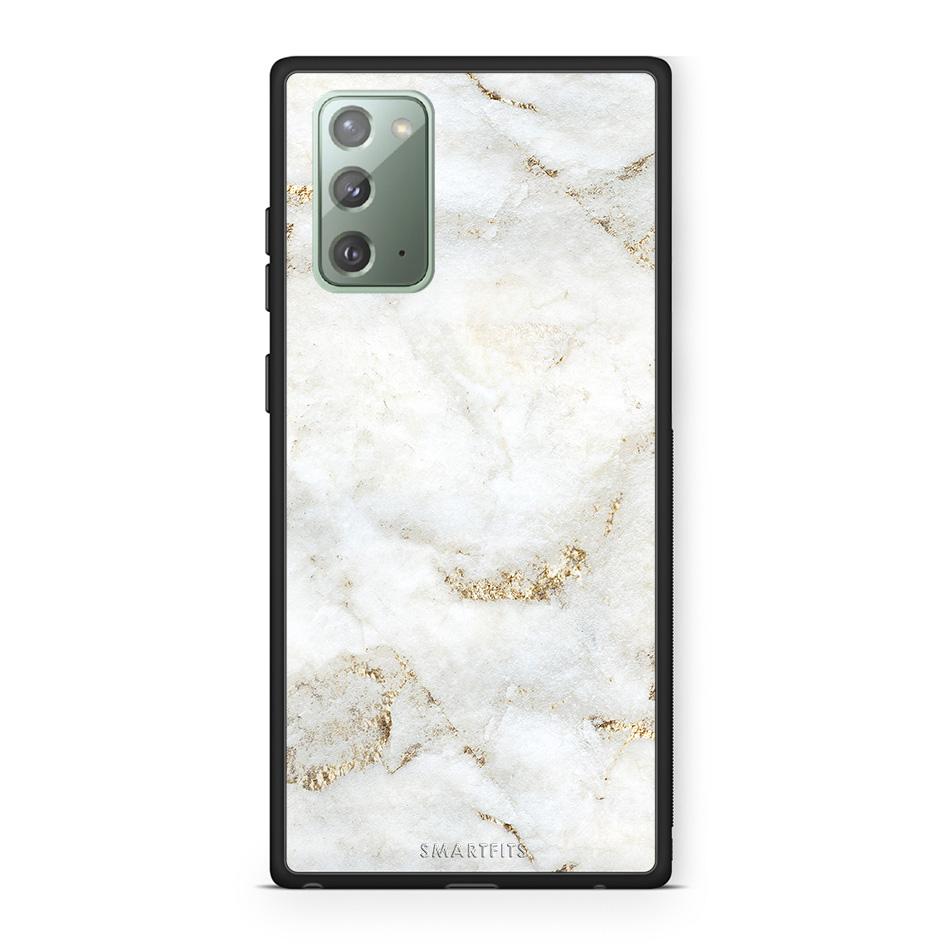 Samsung Note 20 White Gold Marble θήκη από τη Smartfits με σχέδιο στο πίσω μέρος και μαύρο περίβλημα | Smartphone case with colorful back and black bezels by Smartfits
