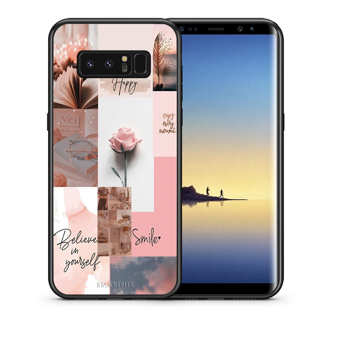 Θήκη Samsung Note 8 Aesthetic Collage από τη Smartfits με σχέδιο στο πίσω μέρος και μαύρο περίβλημα | Samsung Note 8 Aesthetic Collage case with colorful back and black bezels