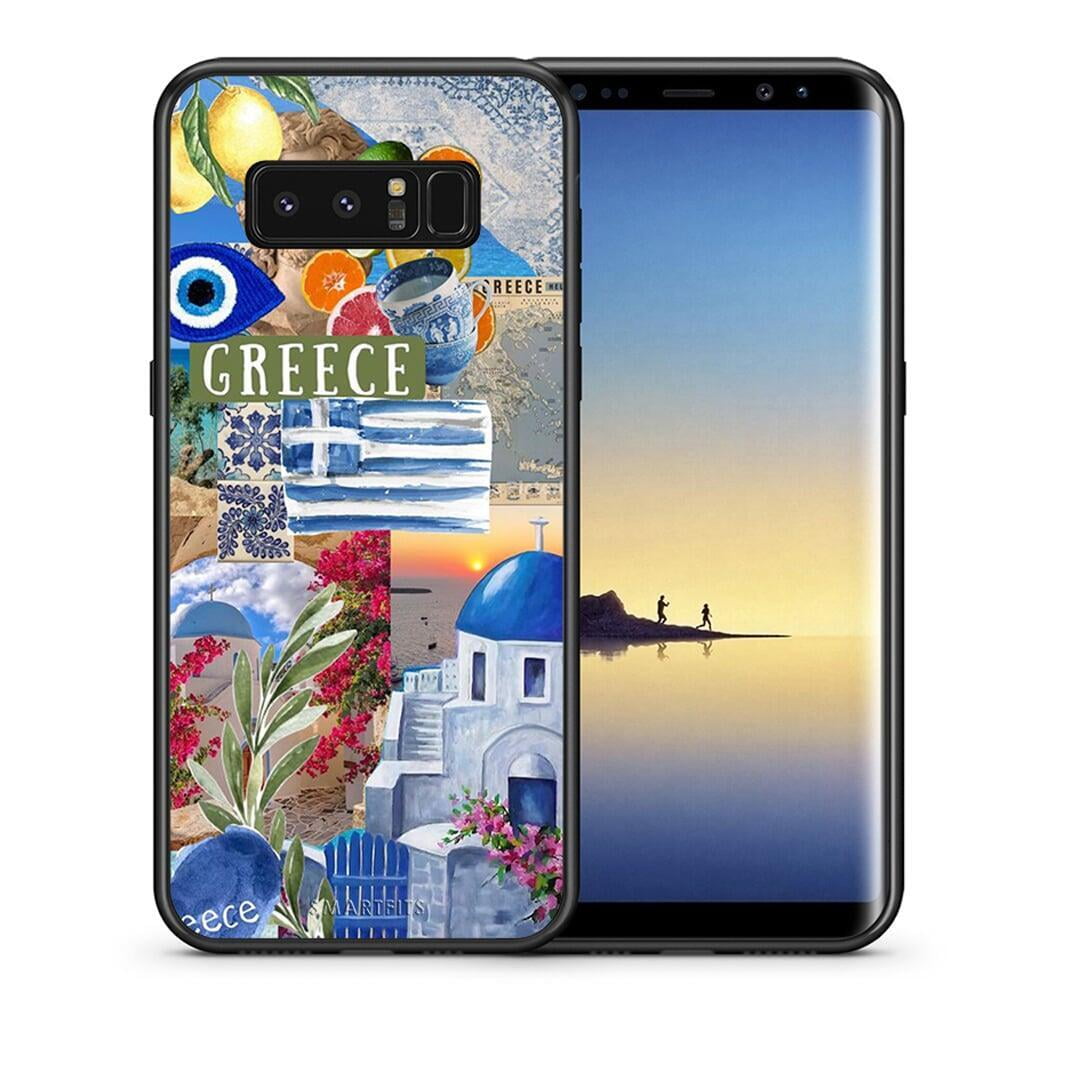 Θήκη Samsung Note 8 All Greek από τη Smartfits με σχέδιο στο πίσω μέρος και μαύρο περίβλημα | Samsung Note 8 All Greek case with colorful back and black bezels