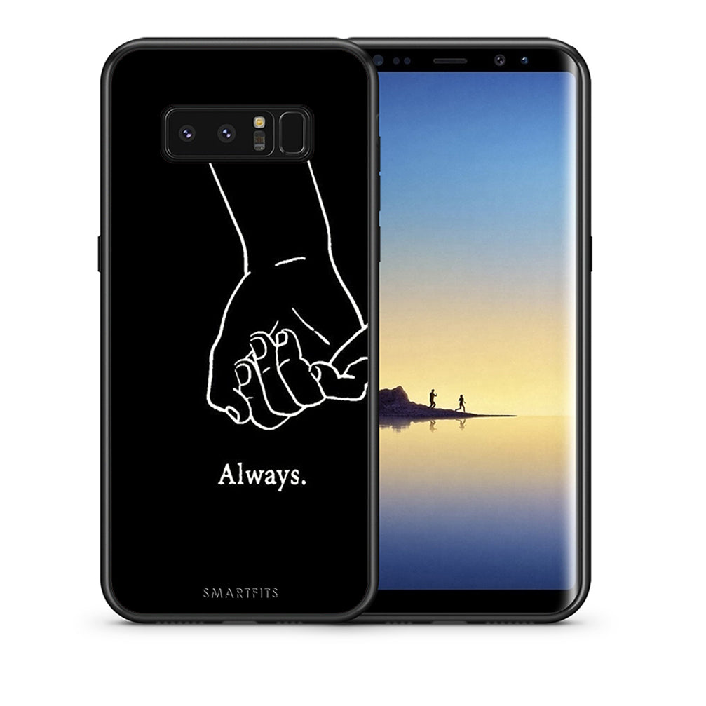 Θήκη Αγίου Βαλεντίνου Samsung Note 8 Always & Forever 1 από τη Smartfits με σχέδιο στο πίσω μέρος και μαύρο περίβλημα | Samsung Note 8 Always & Forever 1 case with colorful back and black bezels