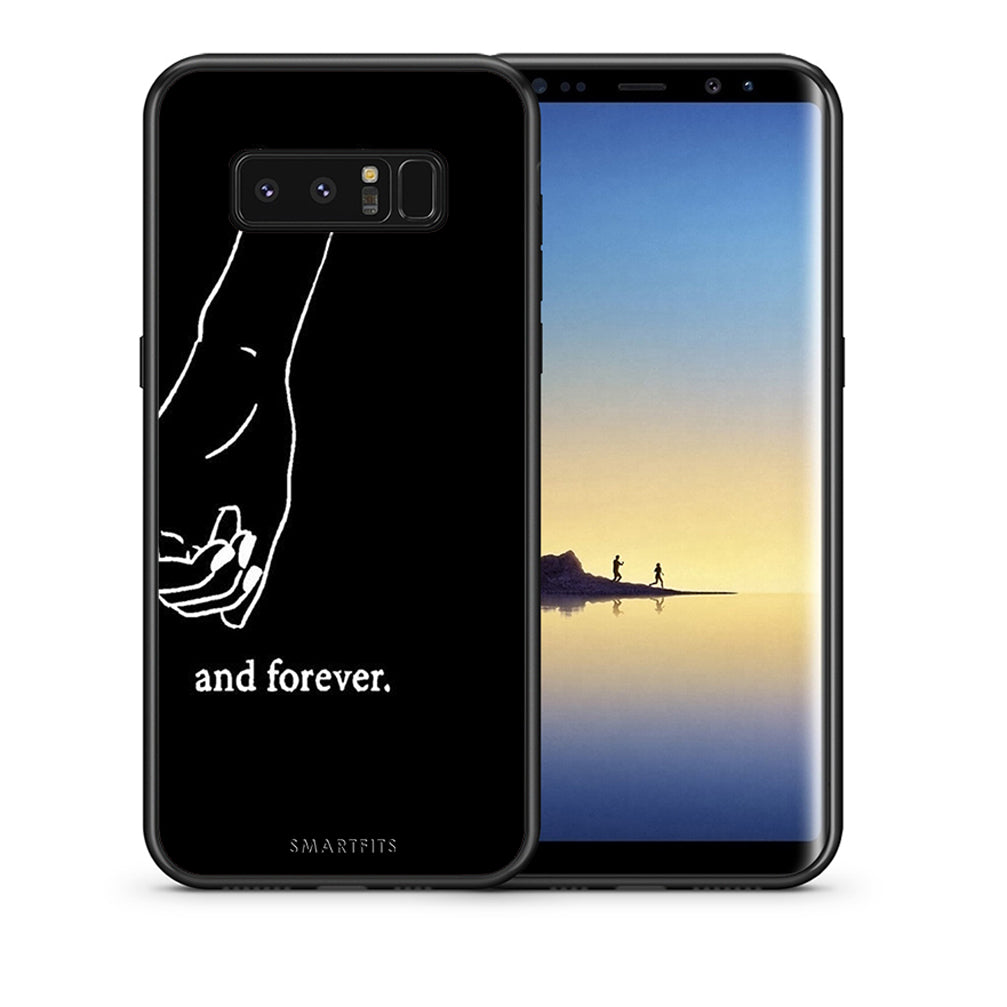 Θήκη Αγίου Βαλεντίνου Samsung Note 8 Always & Forever 2 από τη Smartfits με σχέδιο στο πίσω μέρος και μαύρο περίβλημα | Samsung Note 8 Always & Forever 2 case with colorful back and black bezels