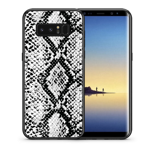 Θήκη Samsung Note 8 White Snake Animal από τη Smartfits με σχέδιο στο πίσω μέρος και μαύρο περίβλημα | Samsung Note 8 White Snake Animal case with colorful back and black bezels