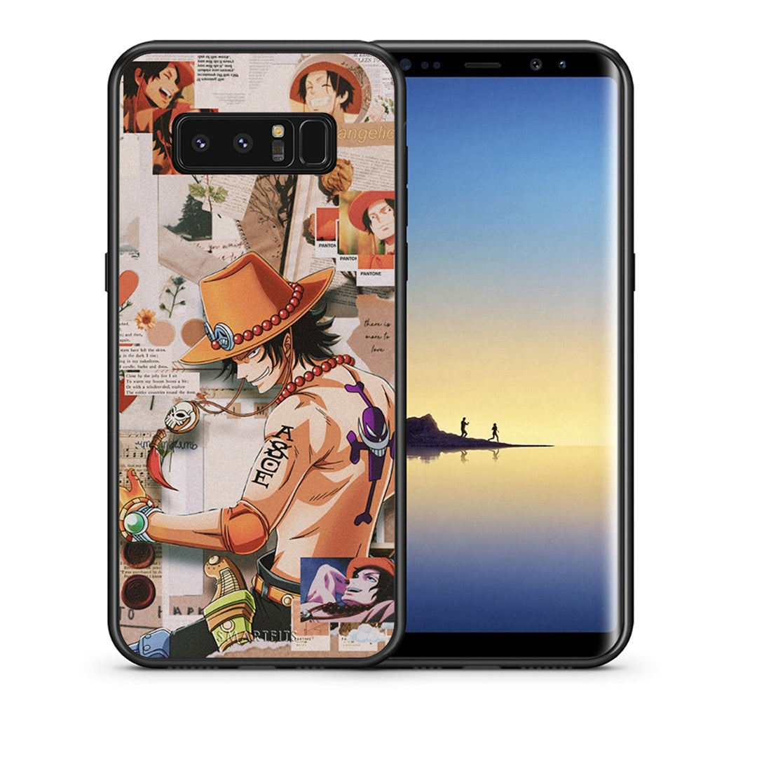 Θήκη Samsung Note 8 Anime Collage από τη Smartfits με σχέδιο στο πίσω μέρος και μαύρο περίβλημα | Samsung Note 8 Anime Collage case with colorful back and black bezels
