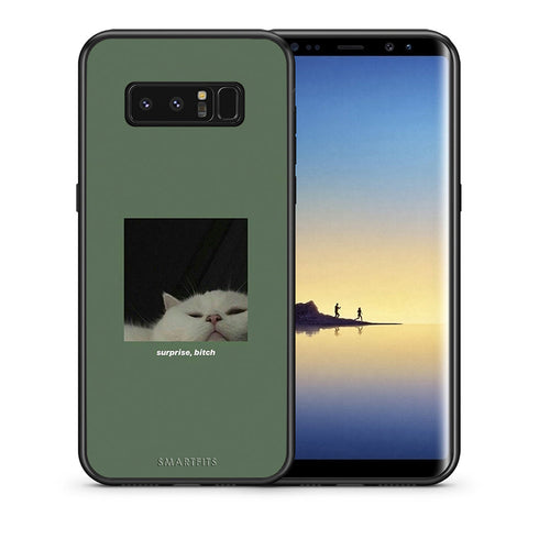 Θήκη Samsung Note 8 Bitch Surprise από τη Smartfits με σχέδιο στο πίσω μέρος και μαύρο περίβλημα | Samsung Note 8 Bitch Surprise case with colorful back and black bezels