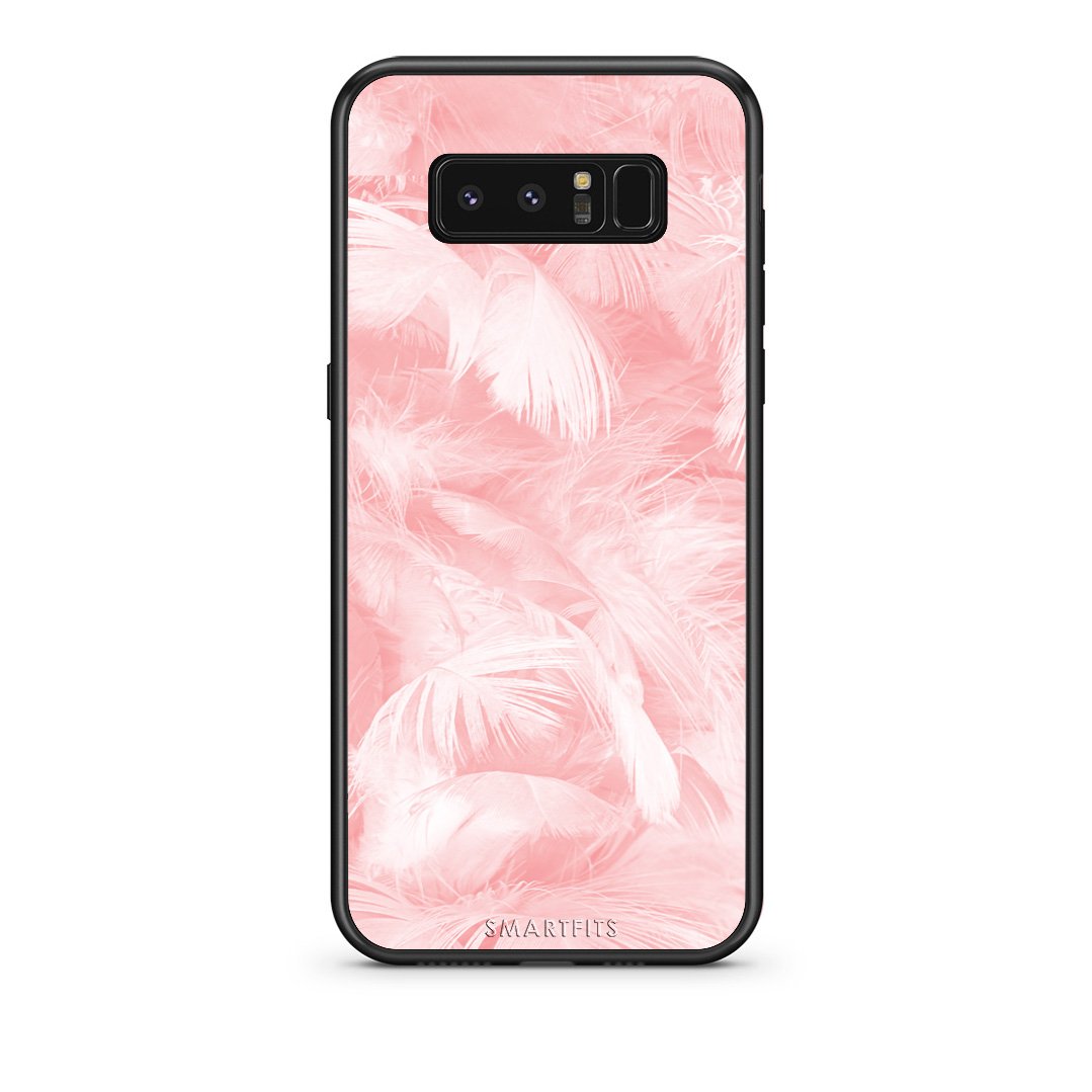 33 - samsung galaxy note 8 Pink Feather Boho case, cover, bumper