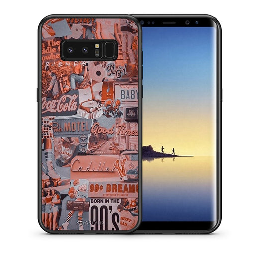 Θήκη Samsung Note 8 Born In 90s από τη Smartfits με σχέδιο στο πίσω μέρος και μαύρο περίβλημα | Samsung Note 8 Born In 90s case with colorful back and black bezels