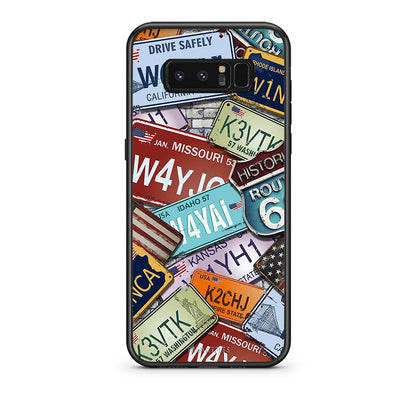 samsung note 8 Car Plates θήκη από τη Smartfits με σχέδιο στο πίσω μέρος και μαύρο περίβλημα | Smartphone case with colorful back and black bezels by Smartfits