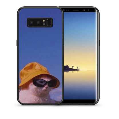 Θήκη Samsung Note 8 Cat Diva από τη Smartfits με σχέδιο στο πίσω μέρος και μαύρο περίβλημα | Samsung Note 8 Cat Diva case with colorful back and black bezels